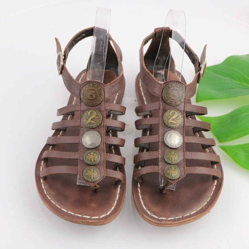 Bernardo Womens Sandal Size 9 Brown Leather Fisherman Gladiator Flat Shoes Comfy